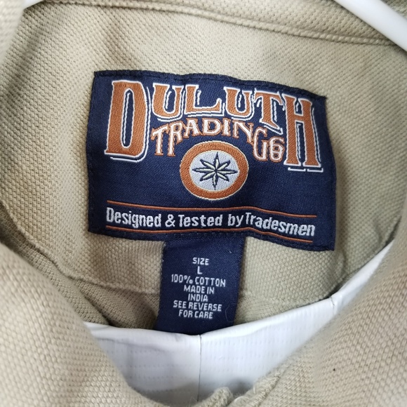 Duluth Trading Co Pocket Polo Shirt Size L Tan - Picture 3 of 7